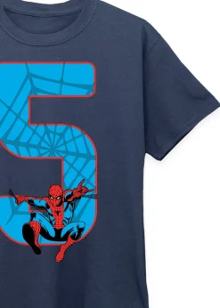 Marvel Spider-Man 5th Birthday Kids Navy Graphic T-Shirt (5-8 Years)