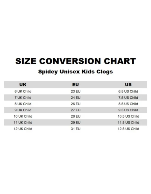Marvel Spidey Kids Black Clogs (Younger 6-12 Older)