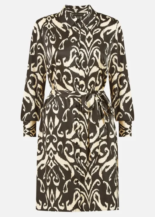 Mela Black Ikat Print Shirt Dress