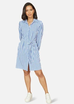 Mela Blue Striped Relaxed Fit Shirt Dress