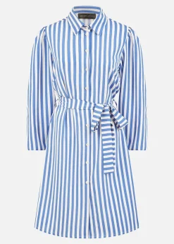 Mela Blue Striped Relaxed Fit Shirt Dress