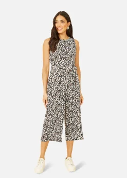 Mela Brown Animal Print Sleeveless Culotte Jumpsuit