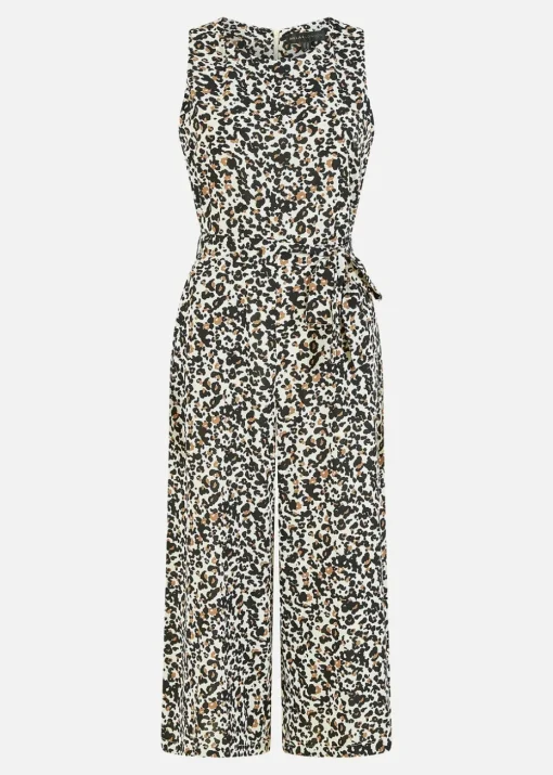 Mela Brown Animal Print Sleeveless Culotte Jumpsuit