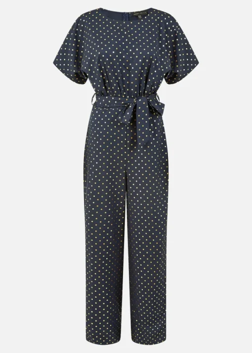 Mela Navy Spot Batwing Jumpsuit