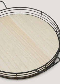 Metal & Wood Handle Tray (34.5cm x 4.5cm)