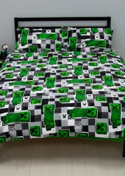 Minecraft Block  Check Reversible Duvet Cover Set