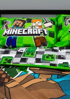 Minecraft Block  Check Reversible Duvet Cover Set