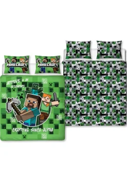 Minecraft Block  Check Reversible Duvet Cover Set