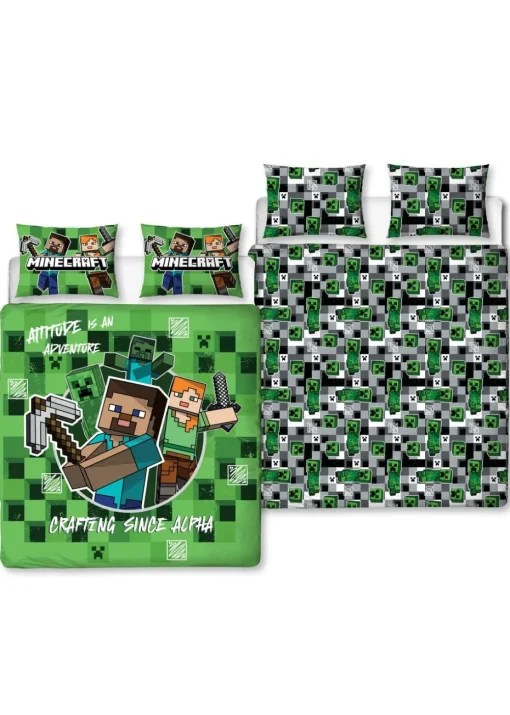 Minecraft Block  Check Reversible Duvet Cover Set
