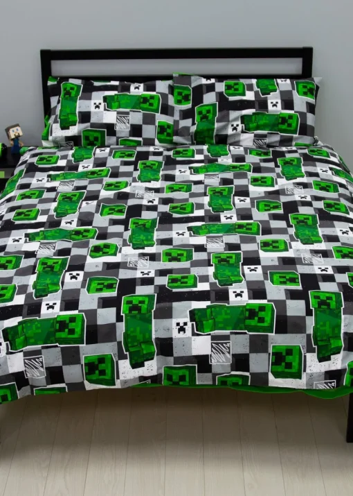 Minecraft Block  Check Reversible Duvet Cover Set