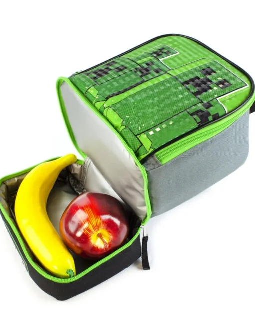 Minecraft Creeper Compartment Zip Green Lunchbag
