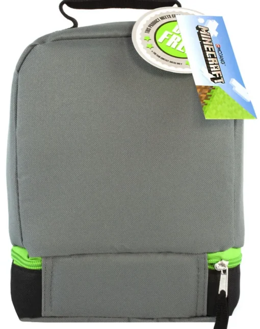 Minecraft Creeper Compartment Zip Green Lunchbag