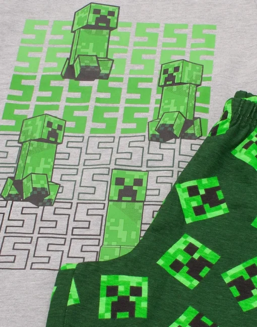 Minecraft Creeper Kids Shortie Green Pyjamas (5-14 Years)