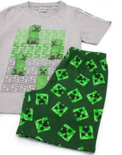 Minecraft Creeper Kids Shortie Green Pyjamas (5-14 Years)