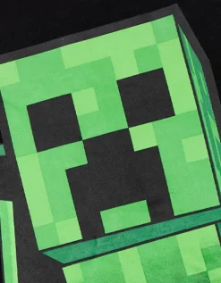 Minecraft Creeper Print at Front Big Kids Black Hoodie (5-14 Years)