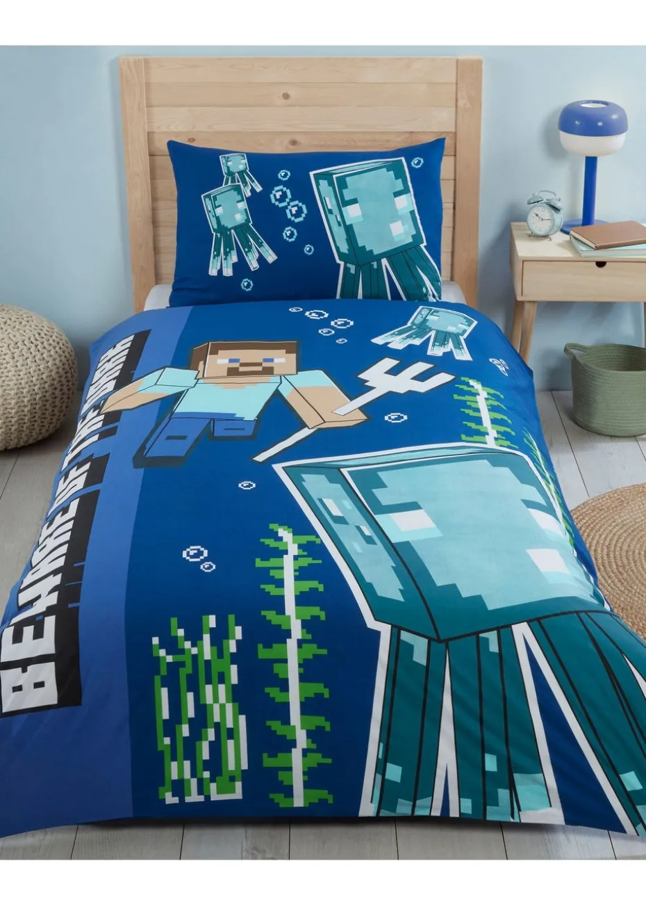 Minecraft Glow In The Dark Blue Duvet Set