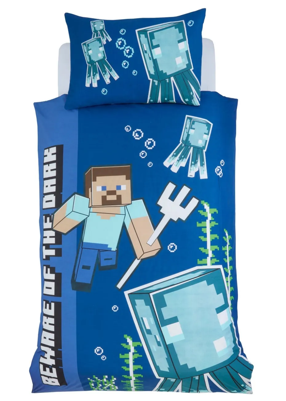 Minecraft Glow In The Dark Blue Duvet Set
