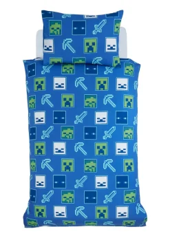 Minecraft Glow In The Dark Blue Duvet Set