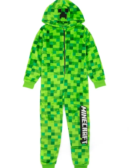 Minecraft  Green Pixelated Creeper Boys Onesie (5-14 Years)