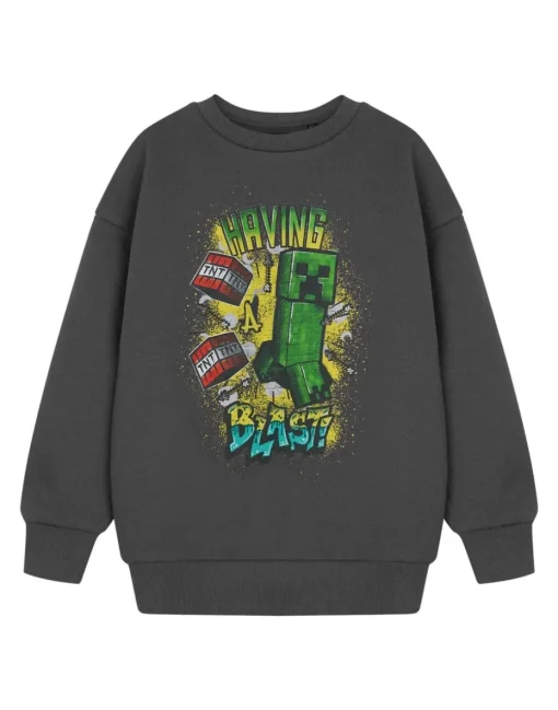 Minecraft Kids Grey Having A Blast Sweatshirt (3-14 Years)