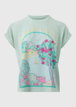 Mint Embellished Amalfi Coast Graphic T-Shirt