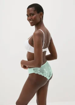 Mint Lace Back Brazilian Knickers