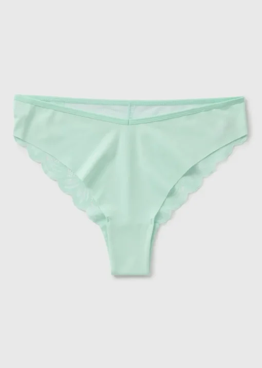 Mint Lace Back Brazilian Knickers