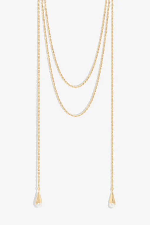 Mood Gold Pearl multirow Rope Necklace