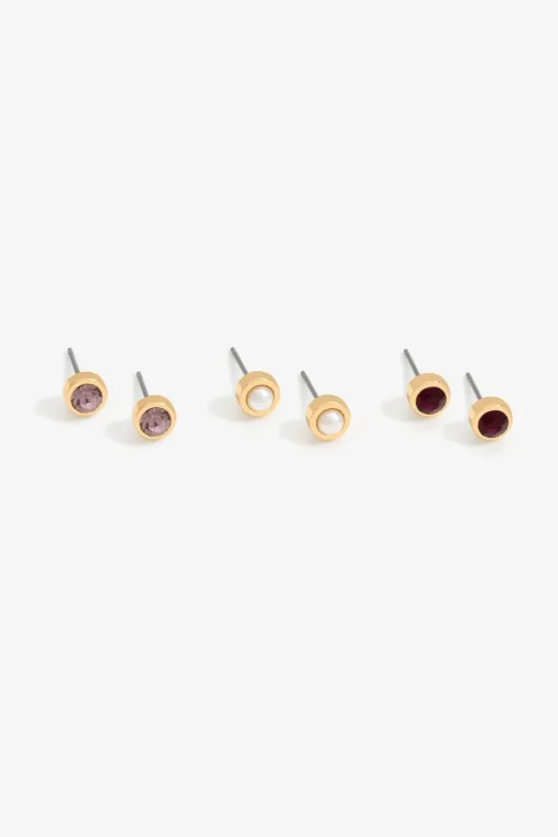 Mood Purple Mixed Stud Earrings (Pack of 3)