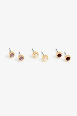 Mood Purple Mixed Stud Earrings (Pack of 3)