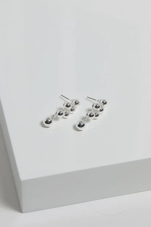 Mood Silver Polished Bubble Drop Earrings