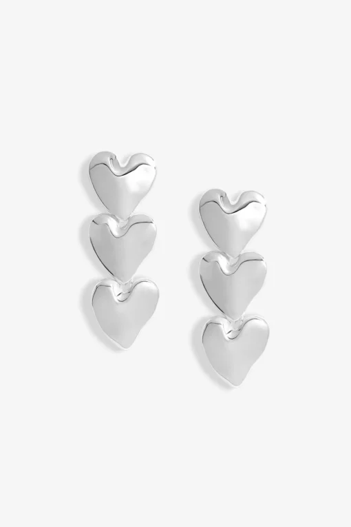 Mood Silver Polished Molten Heart Triple Drop Earrings