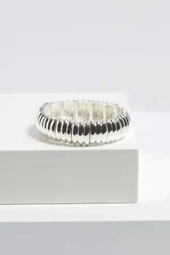Mood Silver Ridged Stretch Bracelet