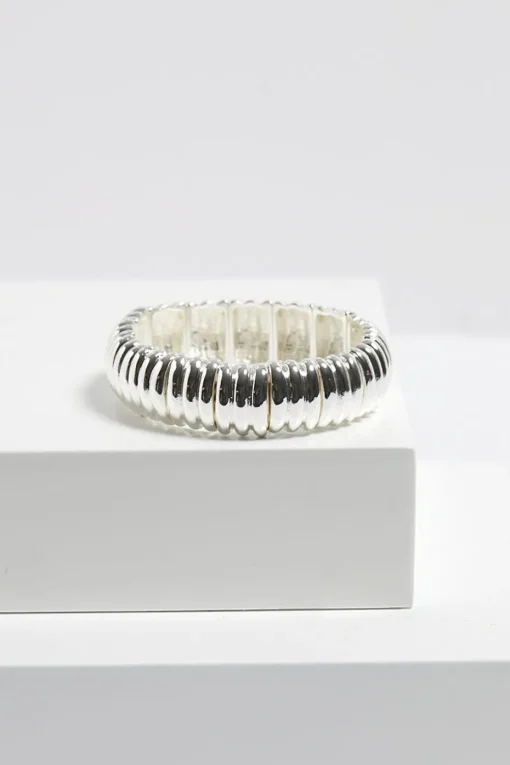 Mood Silver Ridged Stretch Bracelet