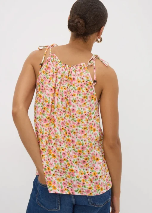 Multicolour Floral High Neck Cami Top