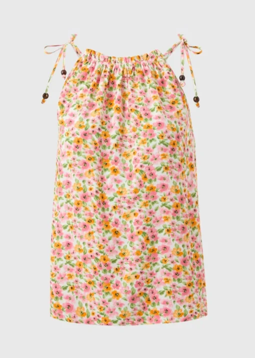 Multicolour Floral High Neck Cami Top