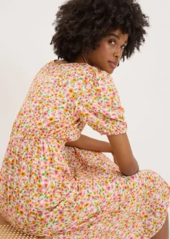 Multicolour Floral Midi Tea Dress