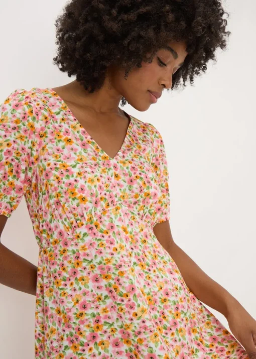 Multicolour Floral Midi Tea Dress