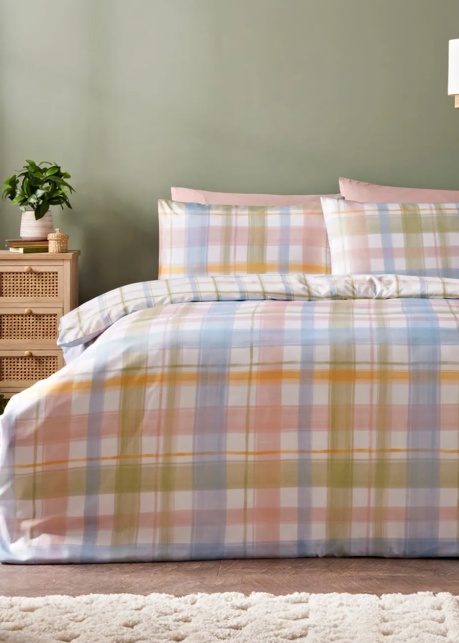 Multicolour Grid Check Duvet Set