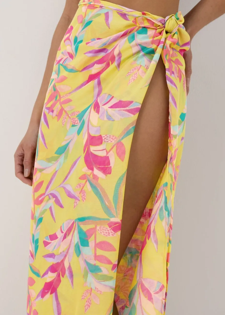 Multicolour Leaf Print Sarong