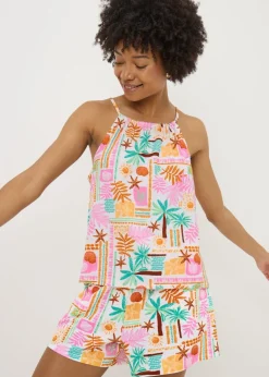 Multicolour Summer Print Co Ord Top
