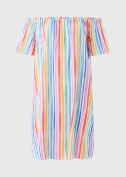 Multicoloured Rainbow Bardot Dress