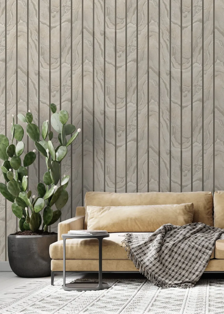 Muriva Woodgrain Panel Wallpaper