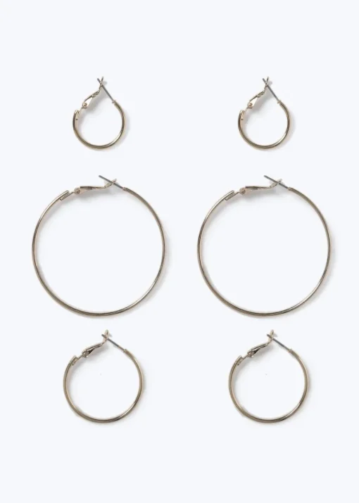Muse 3 Pack Gold Thin Hoop Earrings