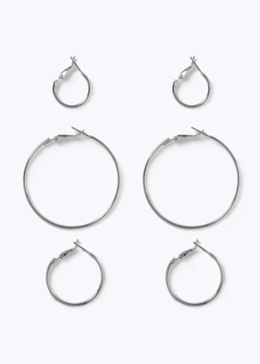 Muse 3 Pack Silver Thin Hoop Earrings