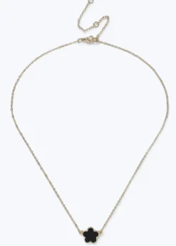Muse Black Flower Necklace