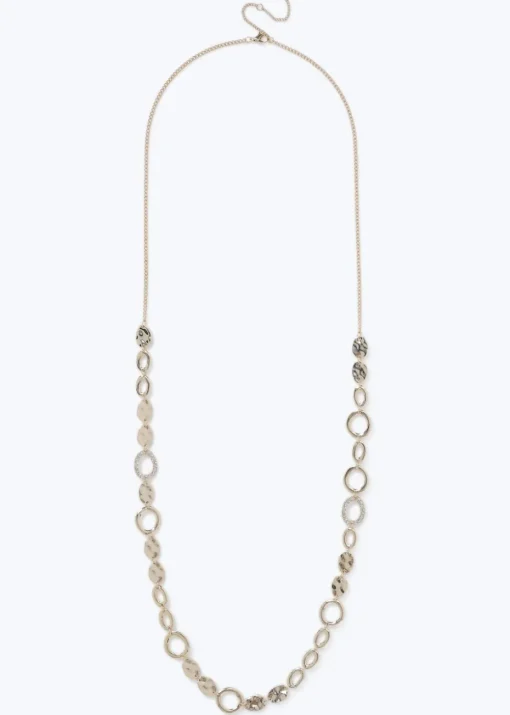 Muse Gold Textured Circle Long Rope Necklace