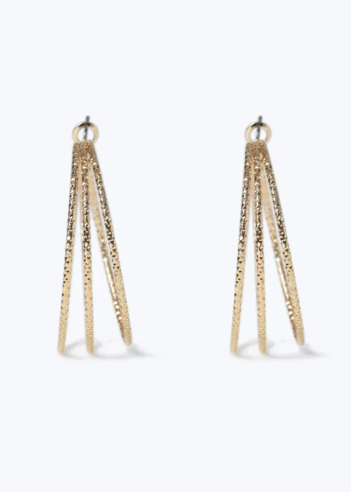 Muse Gold XL Wire 4 Row Hoop Earrings