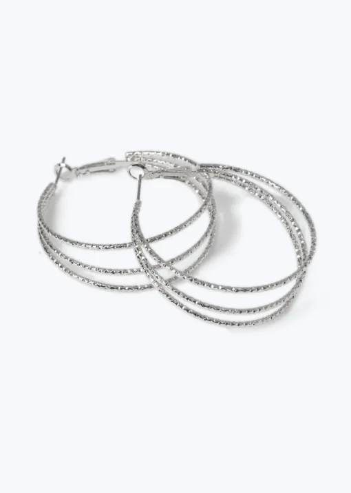 Muse Silver 4 Row Hoop Earrings