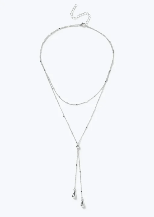 Muse Silver Droplet Lariat Necklace